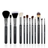 JESSUP 12 pcs Brush Pro Set Black/Silver T129 - PROFESSZIONÁLIS SMINKECSET KÉSZLET ARCRA SZEMRE TESTRE