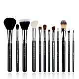 JESSUP 12 pcs Brush Pro Set Black/Silver T129 - PROFESSZIONÁLIS SMINKECSET KÉSZLET ARCRA SZEMRE TESTRE