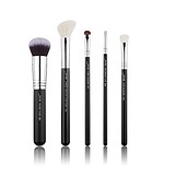 JESSUP 5 pcs Brush Set Black/Silver T303 - PROFESSZIONÁLIS SMINKECSET KÉSZLET ARCRA SZEMRE